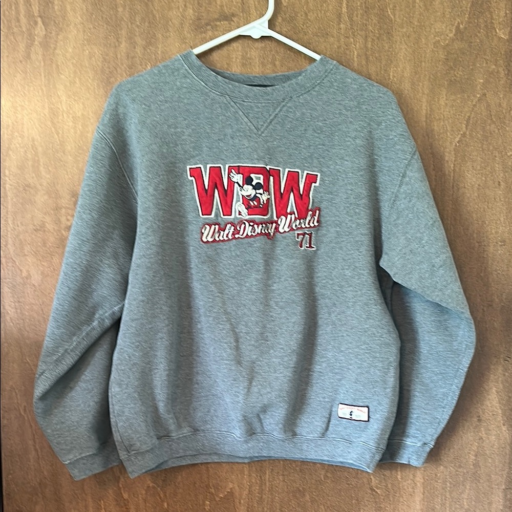 Disney Gray Crewneck Sweater with Red Graphics
